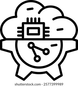 Machine Learning Line Vector Icon Design