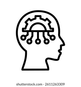 Machine Learning Line Vector Illustration On White Background.