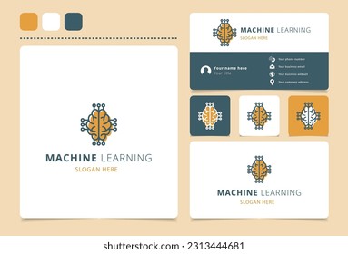 Machine learning logo design with editable slogan. Branding book and business card template.