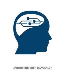 machine learning logo design vector illustrations brain ai technology human template