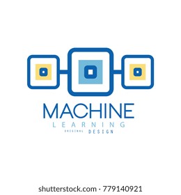 Machine learning logo. Geometric symbol of modern technologies. Computer industry concept. Flat vector design for advertising poster or corporate identity