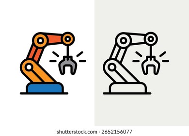 Iconos de logotipos de aprendizaje automático con diseño de brazo robótico, para proyectos de tecnología o robótica que necesiten versatilidad. Vector gráfico