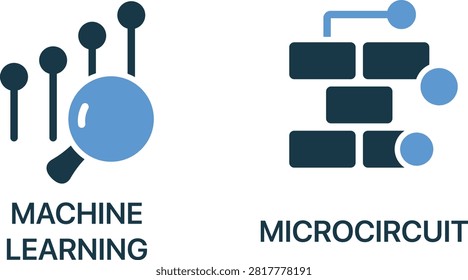 Machine learning microcircuit diagram vector illustration with green and blue elements