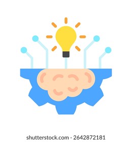 Machine Learning mini illustration flat color icon, use for machine learning, education, technology industry, UI, UX kit, app and web development, digital or print.