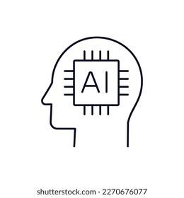  Machine learning, ML icon, AI icon, Artificial intelligence icon. Vector editable stroke.