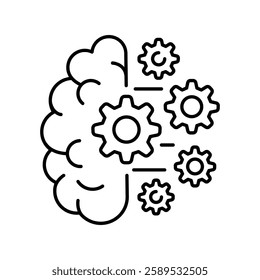 Machine Learning (ML) line icon. Vector isolated element. Editable stroke.