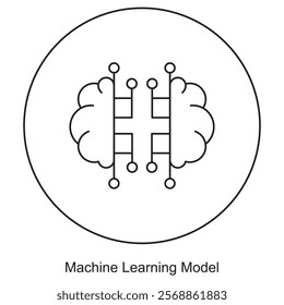 Machine Learning Model Icon, Building and Optimizing Effective Machine Learning Models, Mastering the Art of Machine Learning Model Development, vector