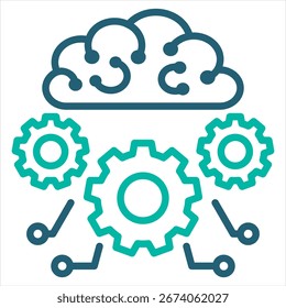 Esquema de aprendizaje automático Ilustración de icono único azul