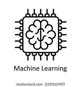 Machine Learning Outline Icon Design illustration. Smart Industries Symbol on White background EPS 10 File