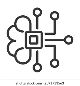 Machine Learning Outline Icon Vector Illustration