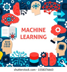 Machine Learning Paper Template. Vector Illustration Flat Style Business Concept.