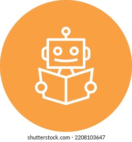 Machine Learning Robot Book Outline Icon