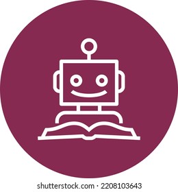 Machine Learning Robot Reading Book Outline Icon