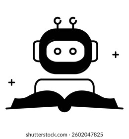 Machine Learning Robot Studying Book Vector Icon design