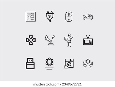 Machine Learning - thin line vector icon set. Pixel perfect. Editable stroke. The set contains icons: Artificial Intelligence, Robot, Computer Language, Big Data, Digital Profile, AI Research, Neural 