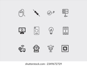 Machine Learning - thin line vector icon set. Pixel perfect. Editable stroke. The set contains icons: Artificial Intelligence, Robot, Computer Language, Big Data, Digital Profile, AI Research, Neural 