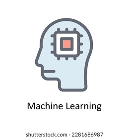 Machine Learning  Vector   Fill outline Icons. Simple stock illustration stock