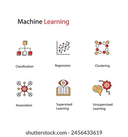 Machine Learning Vector Icon Design Set