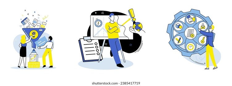 Machine learning vector illustration. Analysis complex data sets using machine learning algorithms helps drive scientific and engineering advancements Tech enthusiasts embrace potential machine