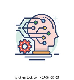 machine learning vector illustration.  Startup and new business filled outline icon. 