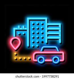 Machine Location neon light sign vector. Glowing bright icon Machine Location sign. transparent symbol illustration