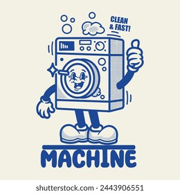 MACHINE mascot, vintage character, retro art