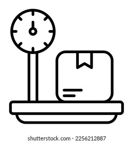 Machine measuring weight of carton, an icon of weight scale