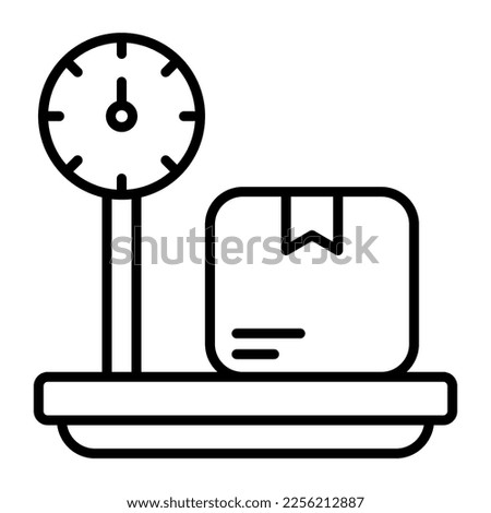 Machine measuring weight of carton, an icon of weight scale