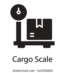 
A machine measuring weight of package, an icon of weight scale 
