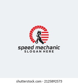 Machine mechanic professional practical service logo with speed technician logo hand wrench