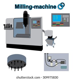 Machine Metal. Industrial operation. milling machine  icon.