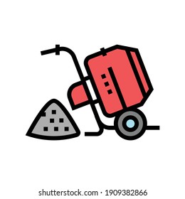 máquina para mezclar piedra con un vector de icono de color de cemento. máquina para mezclar piedra con signo de cemento. ilustración de símbolo aislado