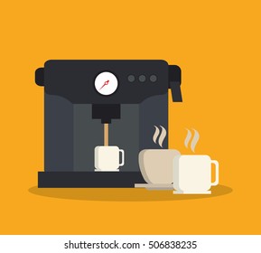 Machine and mug of coffee shop design