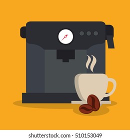 Machine and mug of coffee shop design