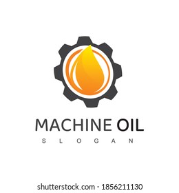Machine oil logo. Drop lubricant and gear. Vector illustration.
