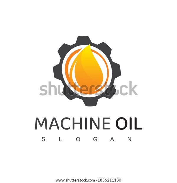 Machine oil logo. Drop lubricant and gear.\
Vector illustration.