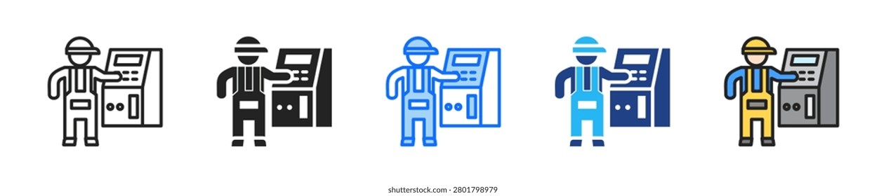 Machine Operator Icon Set Multiple Style Collection