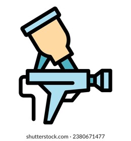 Machine painter gun icon outline vector. Sprayer paint. Car auto body color flat