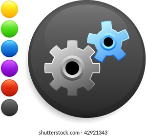 icono de pieza de máquina en el botón de internet redondo ilustración vectorial original 6 versiones de color incluidas