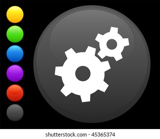 machine part icon on round internet button original vector illustration 6 color versions included