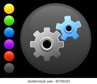 machine part icon on round internet button original vector illustration 6 color versions included