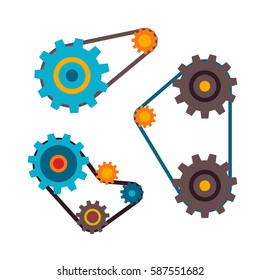 Machine parts different mechanism vector illustration.