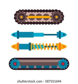 Machine parts different mechanism vector illustration.