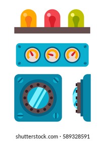Machine parts different mechanism vector illustration.