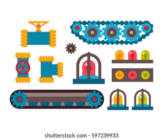 Machine parts different mechanism vector illustration.
