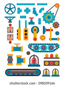 Machine parts different mechanism vector illustration.