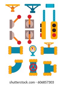 Machine parts different mechanism vector illustration.