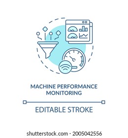 Machine performance monitoring concept icon. Digital twin tasks. Modern computers automation abstract idea thin line illustration. Vector isolated outline color drawing. Editable stroke