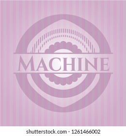 Machine pink emblem. Retro