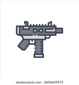 machine pistol filled outline icon. machine pistol color line illustration.

